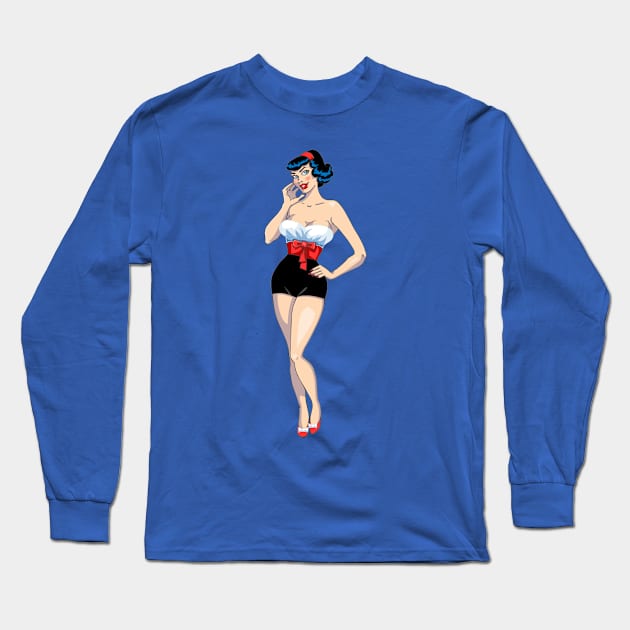 Pin Up Betty Long Sleeve T-Shirt by AnishaCreations